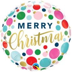 Merry Christmas Dots & Baubles 18" Foil Balloon