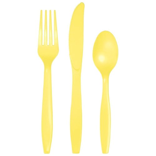 Mimosa Yellow Plastic Cutlery (x8 Sets)