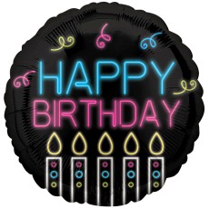 Neon Happy Birthday 18" Foil Balloon