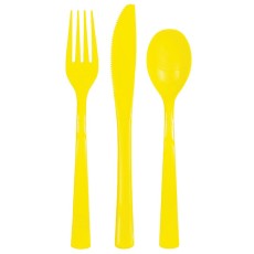 Neon Yellow Plastic Cutlery (x6 Sets)