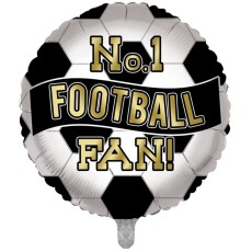 No.1 Football Fan Black & White 18" Foil Balloon