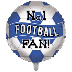 No.1 Football Fan Blue & White 18" Foil Balloon