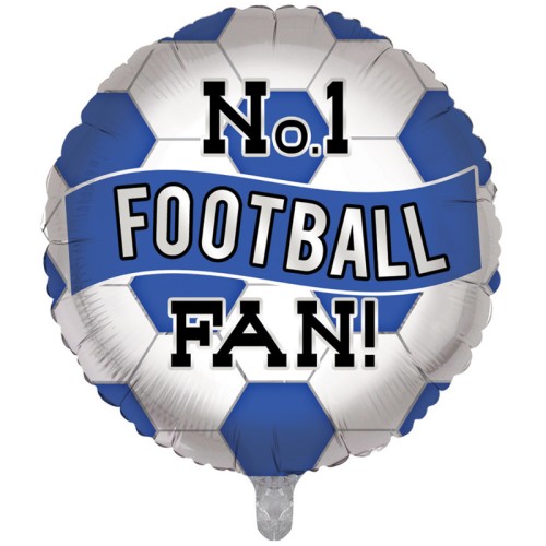 No.1 Football Fan Blue & White 18" Foil Balloon