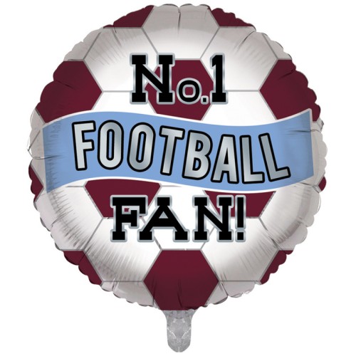 No.1 Football Fan Claret & Blue 18" Foil Balloon