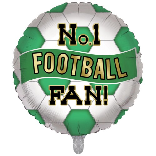 No.1 Football Fan Green & White 18" Foil Balloon