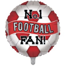 No.1 Football Fan Red & White 18" Foil Balloon