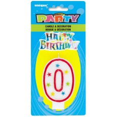 Number 0 Glitter Birthday Candle with Decoration