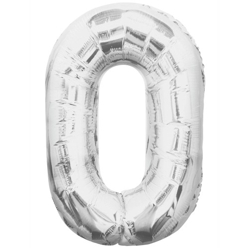 Number 0 Silver 34" Foil Number Balloon
