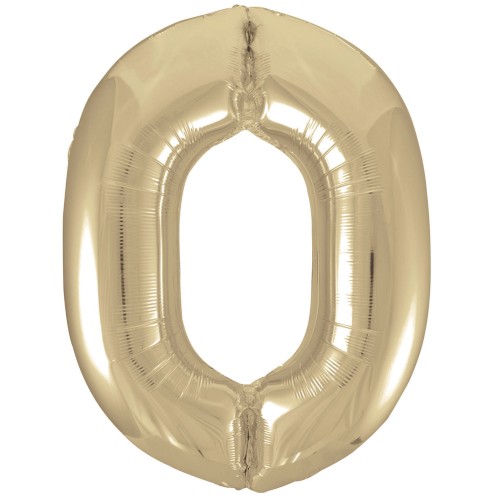 White Gold Number 0 34" Foil Number Balloon
