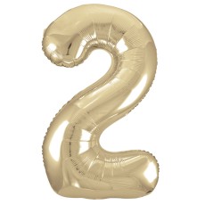 White Gold Number 2 34" Foil Number Balloon