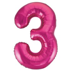 Pink Number 3 34" Foil Number Balloon