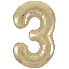 White Gold Number 3 34" Foil Number Balloon