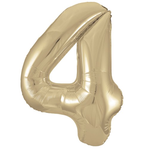 White Gold Number 4 34" Foil Number Balloon
