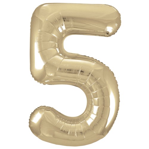 Number 5 White Gold 34" Foil Number Balloon