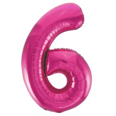 Pink Number 6 34" Foil Number Balloon