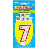 Number 7 Glitter Birthday Candle with Decoration