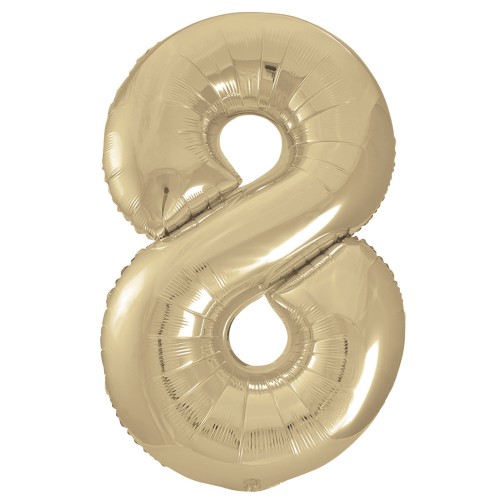 Number 8 White Gold 34" Foil Number Balloon