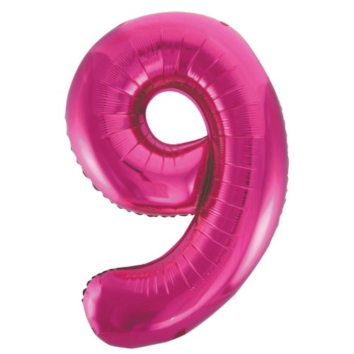 Pink Number 9 34" Foil Number Balloon