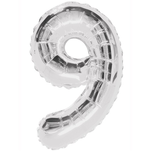 Number 9 Silver 34" Foil Number Balloon