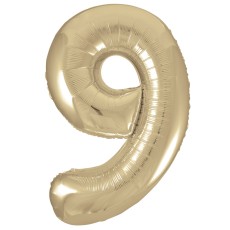 White Gold Number 9 34" Foil Number Balloon