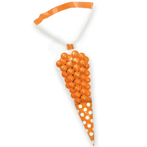 Orange Cone Sweet Bags with Ties (10 Pack)