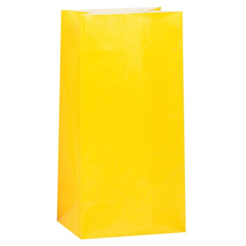 Yellow Paper Sweet Bags (12 Pack)