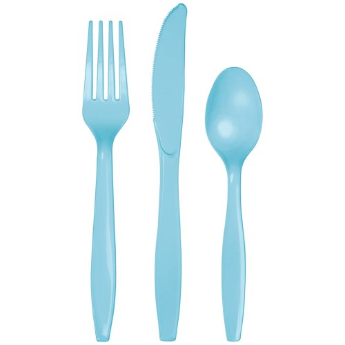 Pastel Blue Plastic Cutlery (x8 Sets)