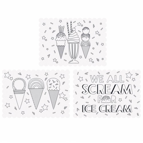 Pastel Ice Cream Paper Colouring Placemats (6 Pack)