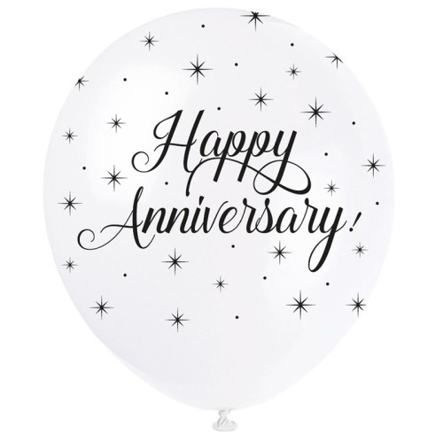 Pearl White 12" Anniversary Latex Balloons (5 Pack)