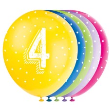 Age 4 Pearlised 12" Latex Balloons (5 Pack)
