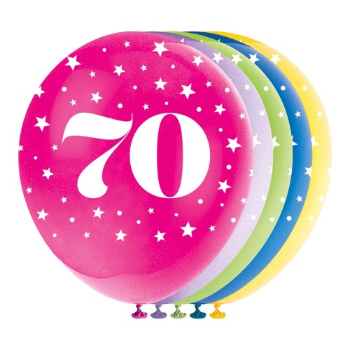 Age 70 Pearlised 12" Latex Balloons (5 Pack)