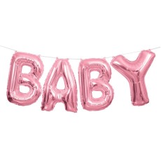 Pink Baby Foil Letter Balloon Banner Kit