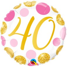 Pink & Gold Dots 40th 18" Foil Balloon
