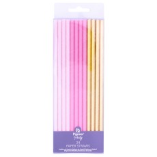 Pink & Gold Paper Straws (24 Pack)