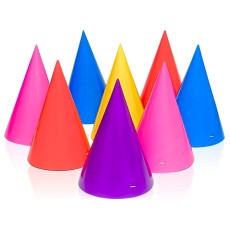 Plain Coloured Party Hats (8 Pack)