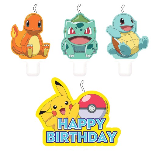 Pokemon Happy Birthday Cake Candles (4 Pack)