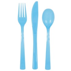 Powder Blue Plastic Cutlery (x6 Sets)