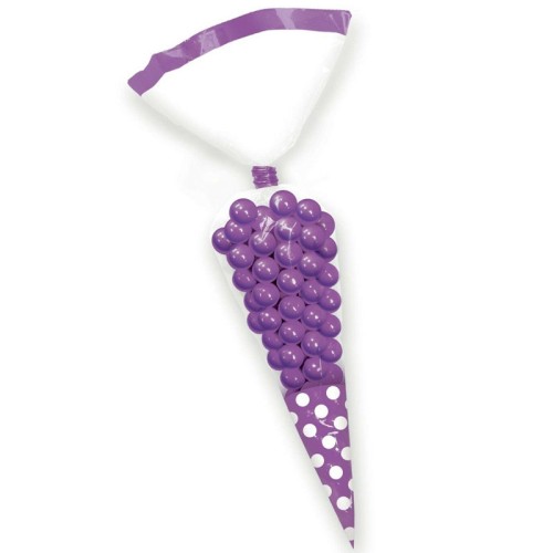 Purple Cone Sweet Bags with Ties (10 Pack)