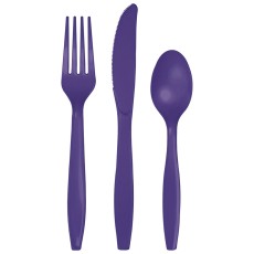 Purple Plastic Cutlery (x6 Sets)