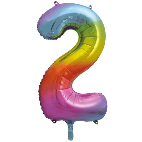 Rainbow Number 2 34" Foil Number Balloon