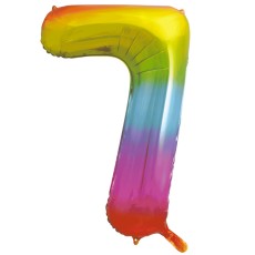 Rainbow Number 7 34" Foil Number Balloon