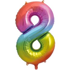 Rainbow Number 8 34" Foil Number Balloon