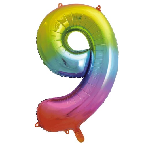 Rainbow Number 9 34" Foil Number Balloon