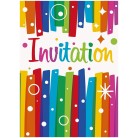 Rainbow Ribbons Birthday Party Invitations with Envelopes