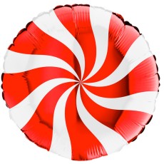 Red Candy Swirl 18" Round Foil Balloon