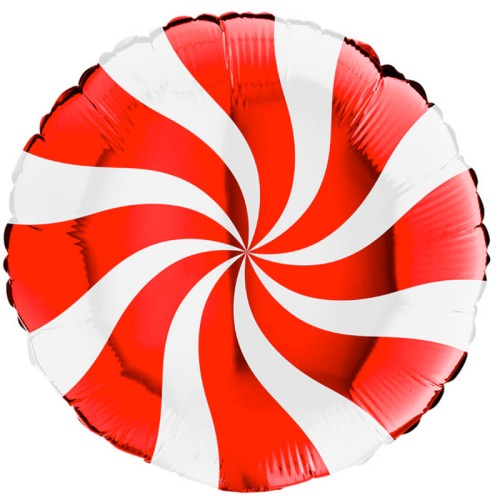 Red Candy Swirl 18" Round Foil Balloon