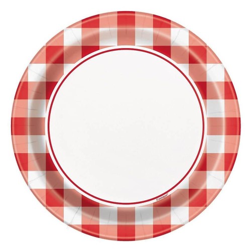 Red Gingham 7" Plates (8 Pack)