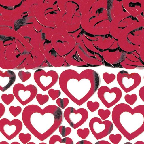 Red Hollow Heart Foil Confetti