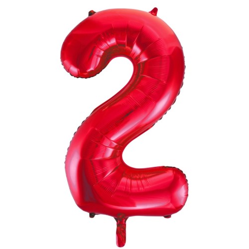 Red Number 2 34" Foil Number Balloon