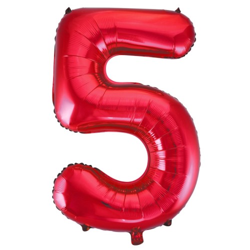 Red Number 5 34" Foil Number Balloon